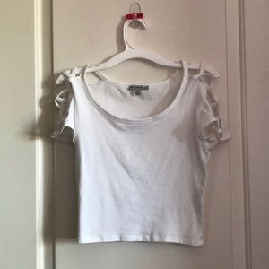White 3/4 crop top
